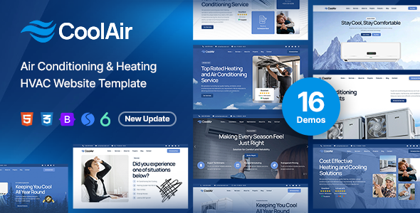 Air Conditioning & Heating HVAC Service Website Template - CoolAir
