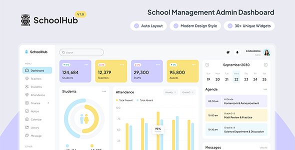 SchoolHub - School Management Dashboard Figma Template product preview