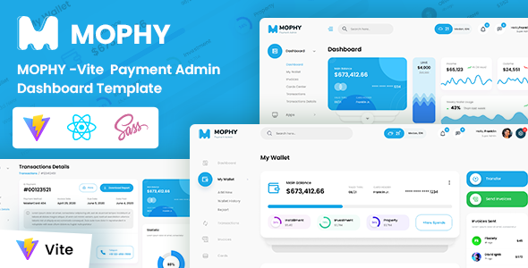 Mophy - Payment Vite Admin Dashboard Template listing image