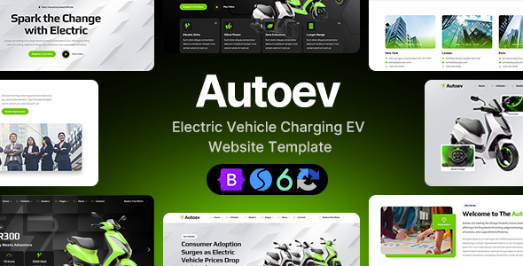 Product preview supplied for Electric Vehicle Charging EV Dealer Website Template - Autoev
