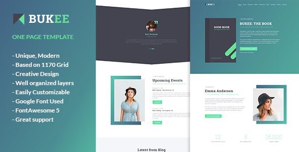 BUKEE - Book Author One Page PSD Template