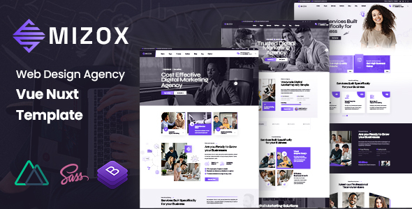 Preview image for Mizox - Web Design Agency Vue Nuxt Template