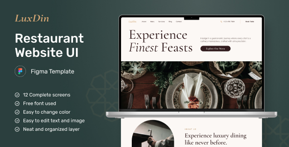 LuxDin - Restaurant Website Figma Template