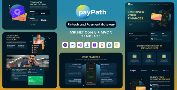 PayPath - ASP.NET Core & MVC Fintech & Online Payment Gateway Template product preview