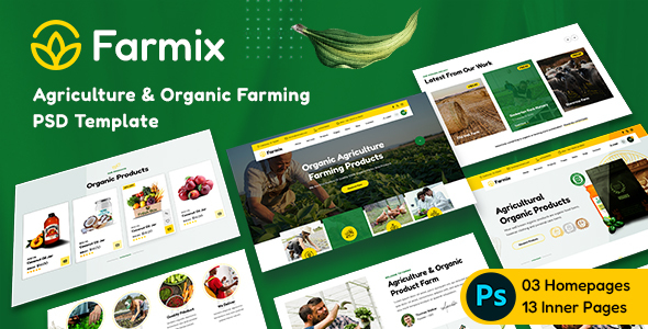 Farmix - Agriculture & Organic Farming PSD Template