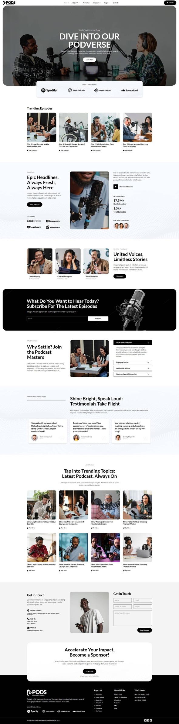 Potshow - Radio Station & Podcaster Elementor Template Kit