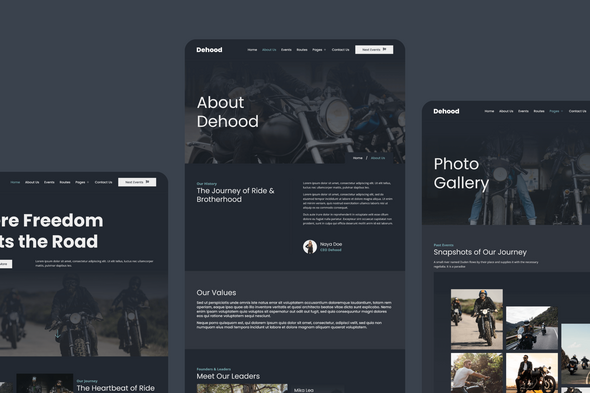Dehood - Motorcycle Club Elementor Template Kit listing image