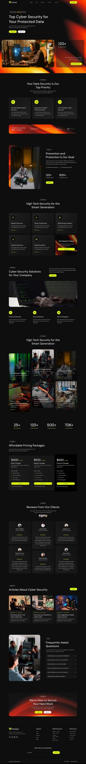 Preview image for Fortnet - Cyber Security Services Elementor Template Kit