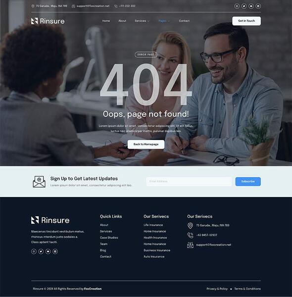 Rinsure - Insurance Agency Elementor Template Kit