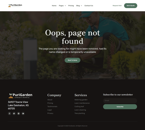 Preview image for PuriGarden - Gardener & Landscape Elementor Pro Template Kit