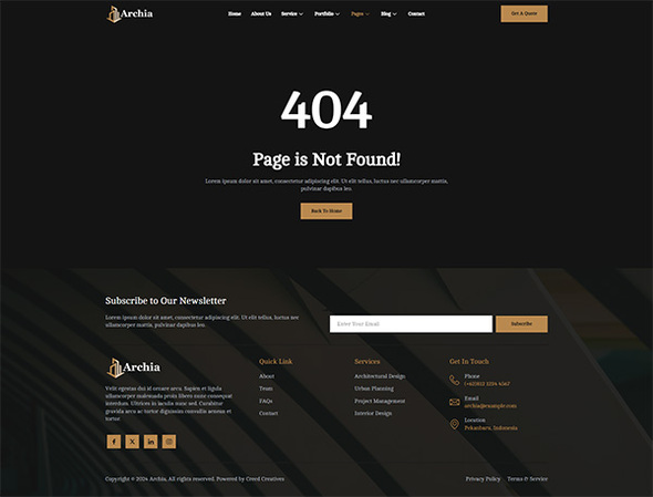 Archia - Achitecture Elementor Pro Template Kit