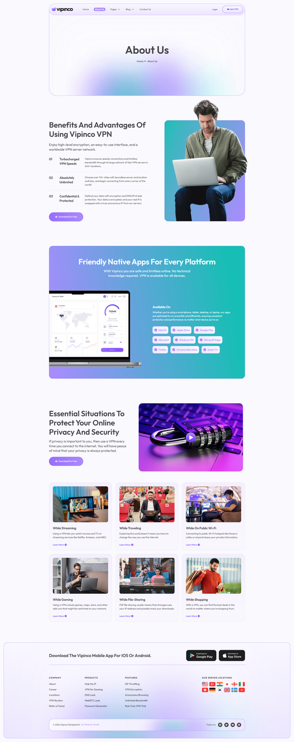 Vipinco - VPN Proxy Security Elementor Pro Template Kit
