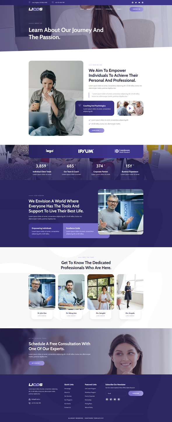 Licos - Life Coach & Psychologist Services Elementor Template Kit