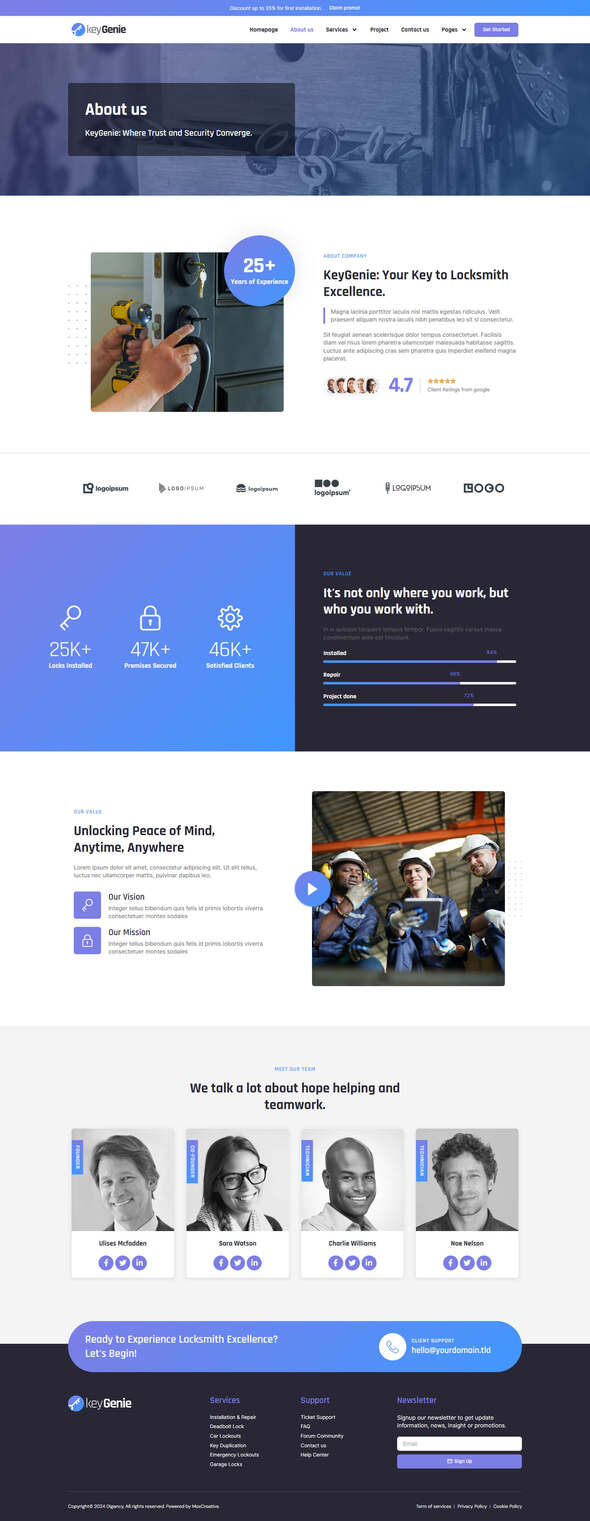 KeyGenie - Locksmith & Key Maker Service Elementor Template Kit product preview