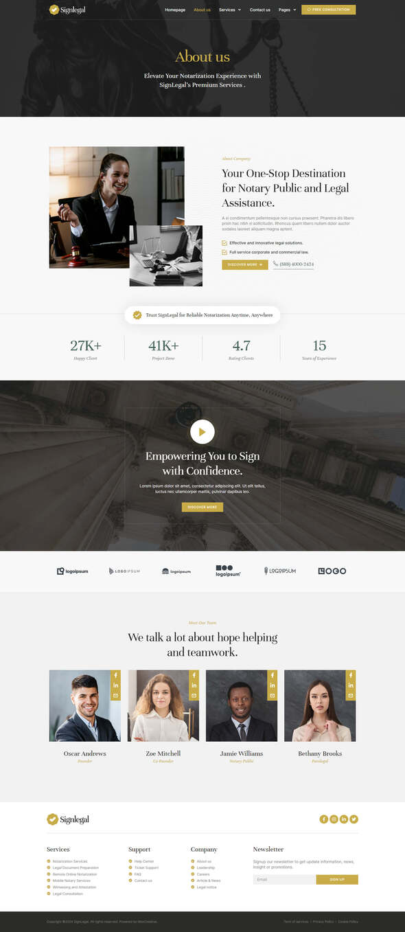SignLegal - Notary Public & Legal Services Elementor Pro Template Kit