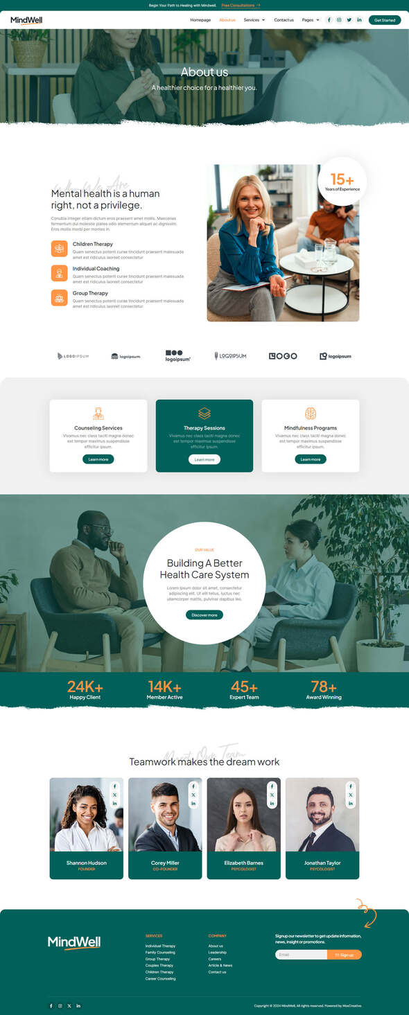 MindWell - Mental Health Care Elementor Pro Template Kit