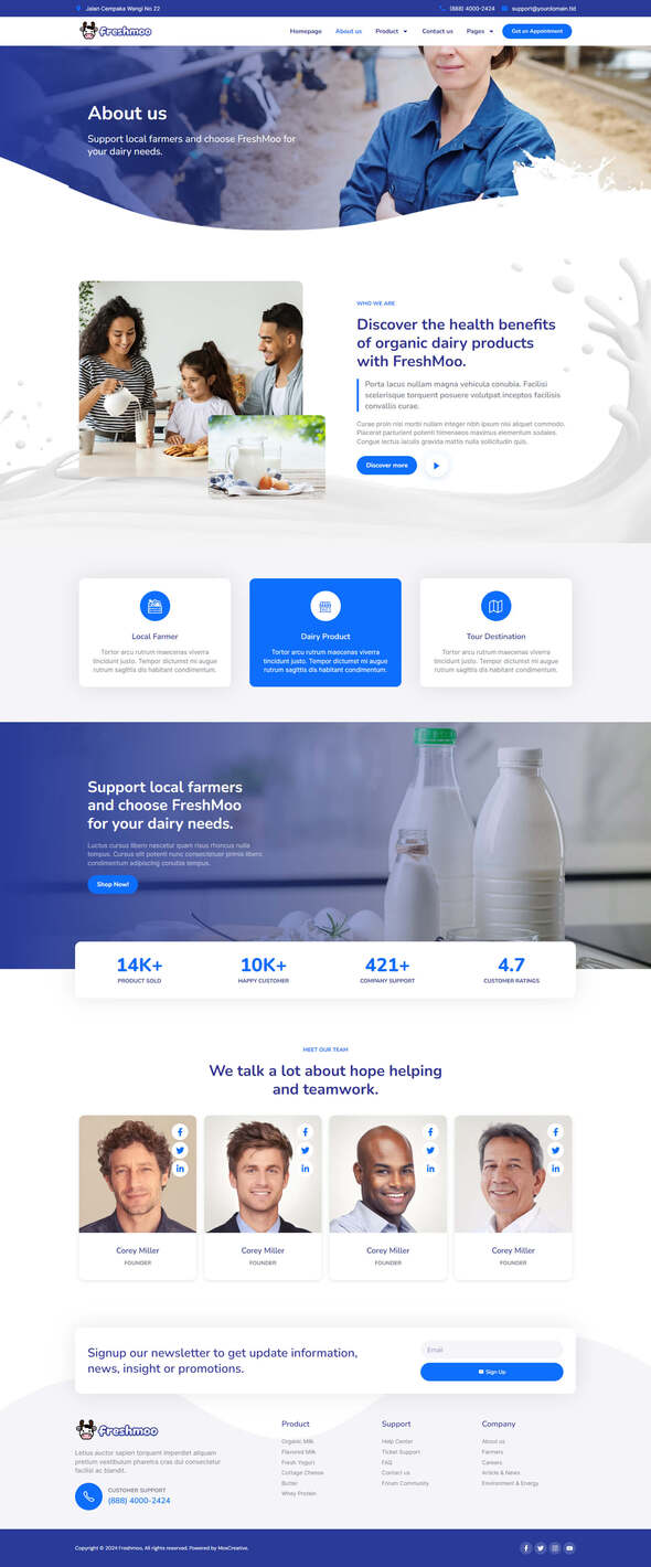 FreshMoo - Dairy Farm Elementor Pro Template Kit