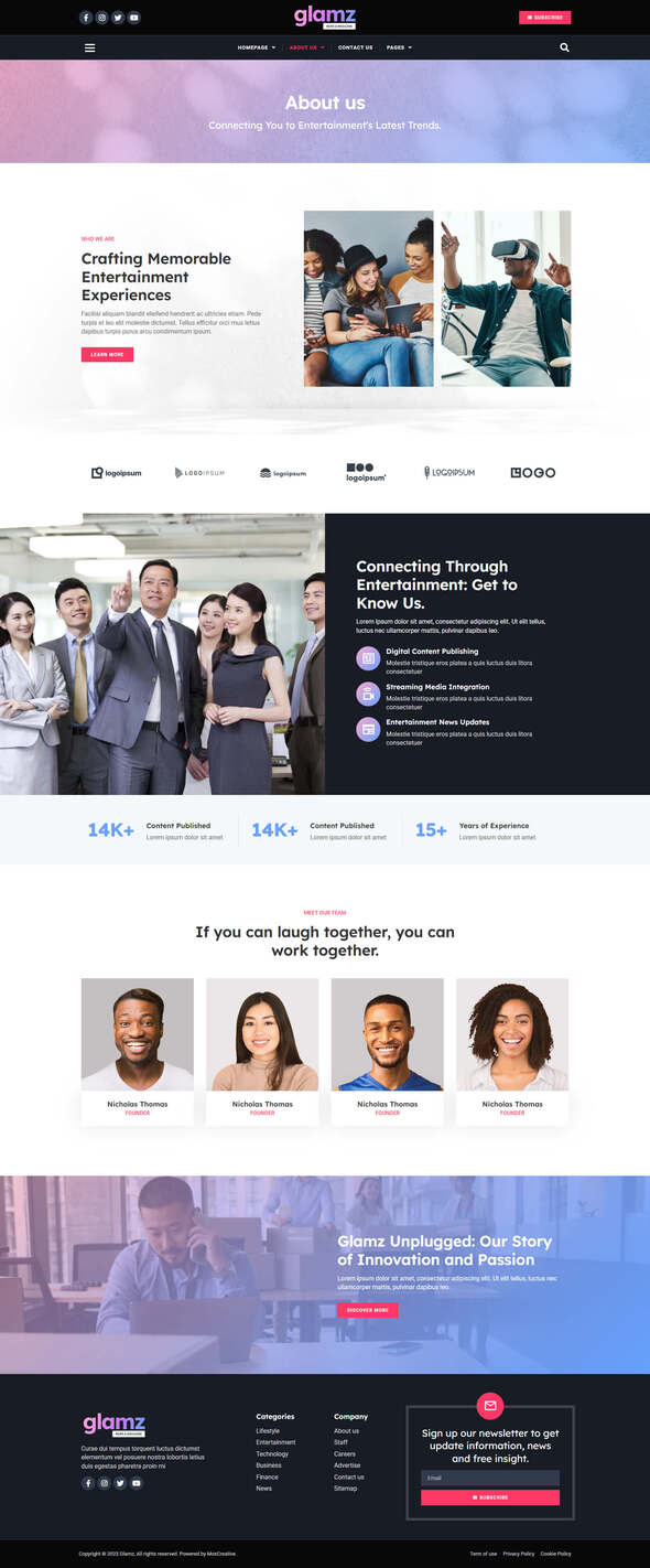 Glamz - News & Magazine Elementor Template Kit