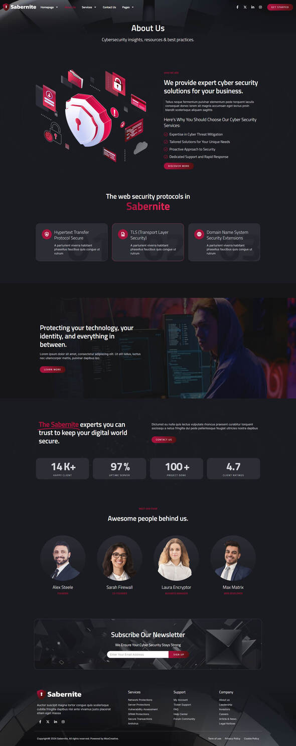 Sabernite - Cyber Security Services Elementor Pro Template Kit