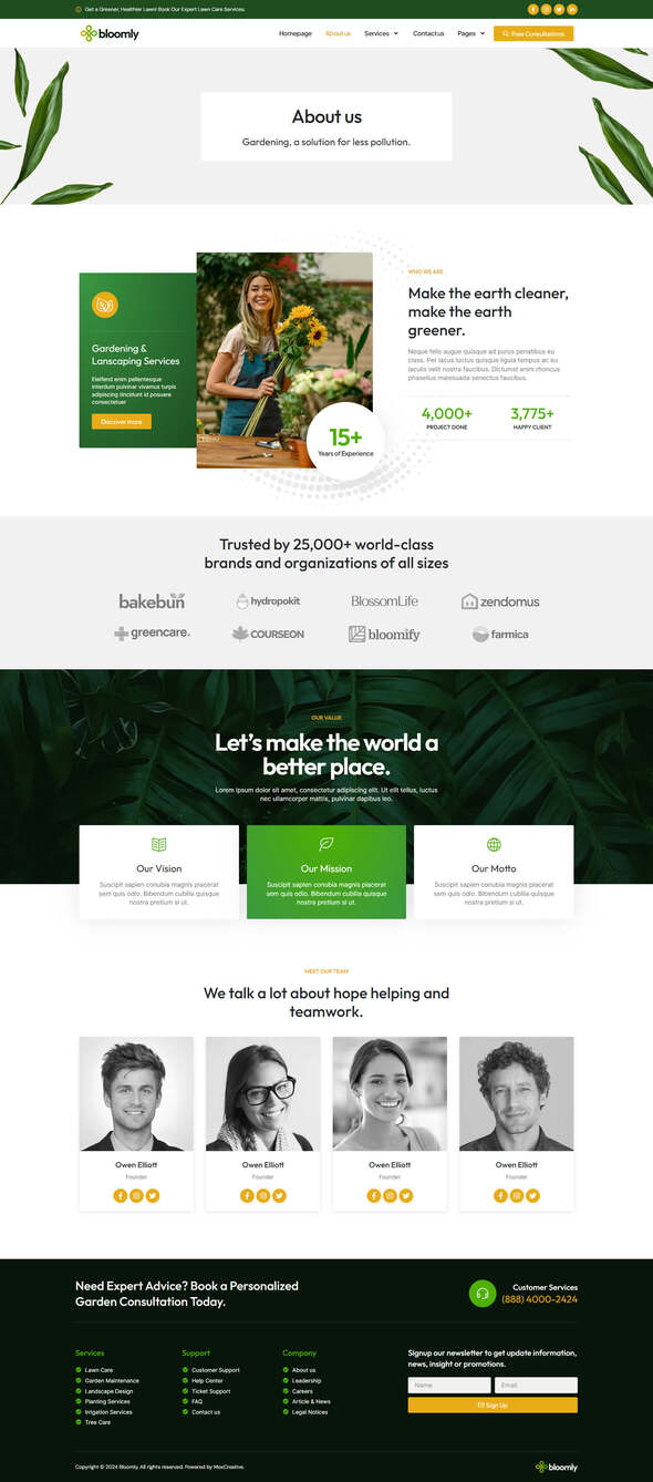 Bloomly - Landscape & Gardening Service Elementor Pro Template Kit