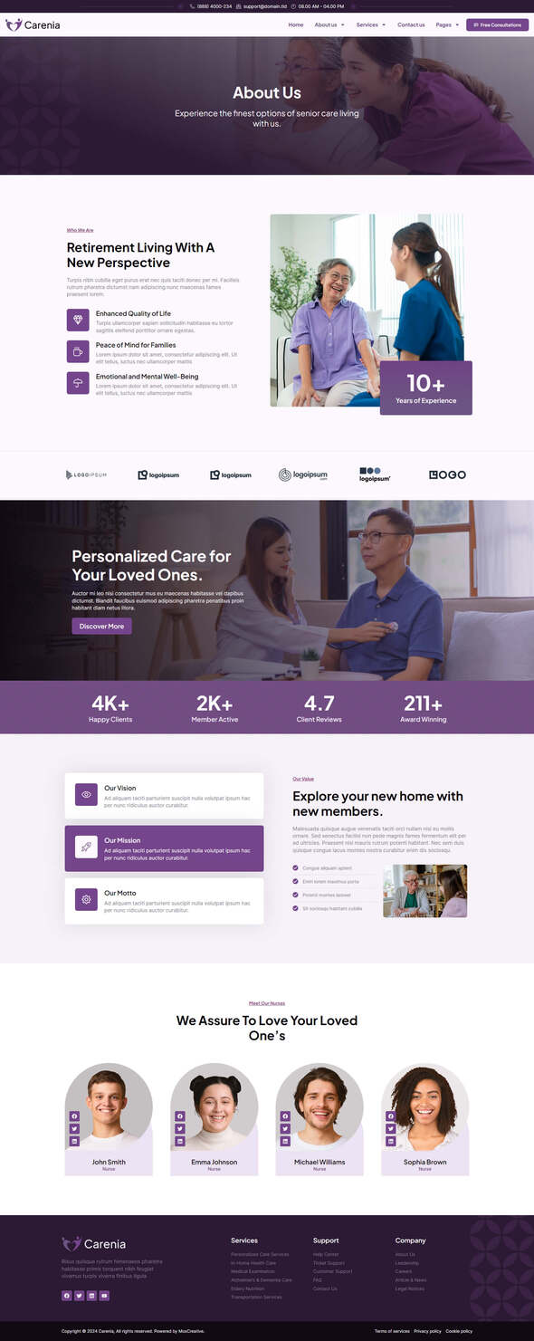 Carenia - Home Care & Private Nursing Services Elementor Template Kit product preview