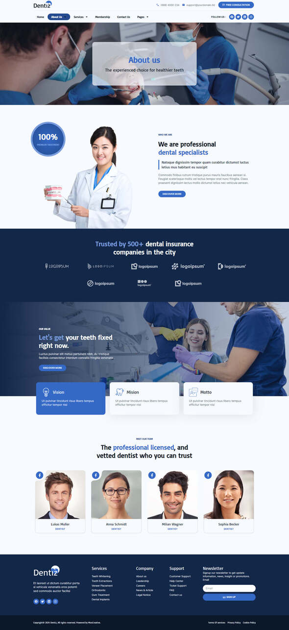 Dentiz - Dentist & Dental Care Elementor Pro Template Kit product preview