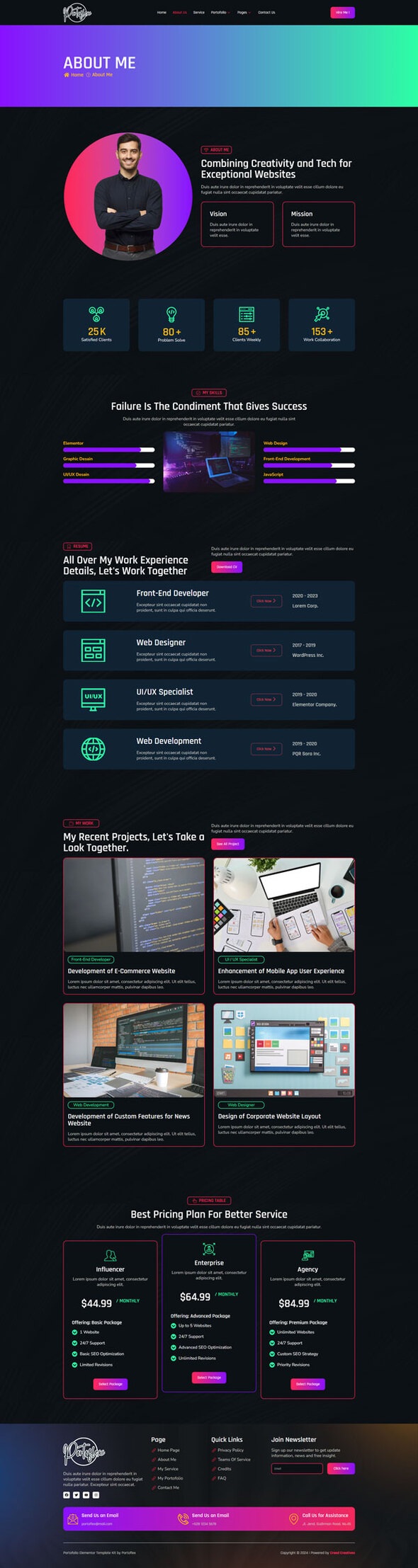 Portoflex - Personal Portfolio & Resume Elementor Template Kit