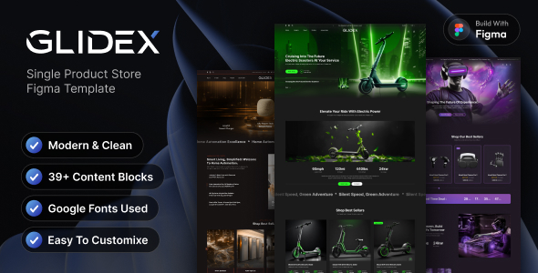 Product preview supplied for GlideX - Single Product Figma Template
