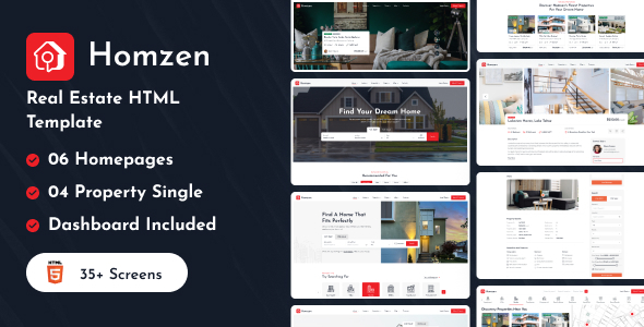 Product preview supplied for Homzen | Real Estate HTML Template