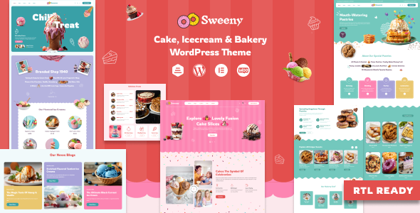 Product preview supplied for Sweeny - Cake, Ice Cream & Bakery Store WordPress Theme