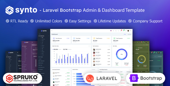 Synto - Laravel Bootstrap Admin Dashboard Template