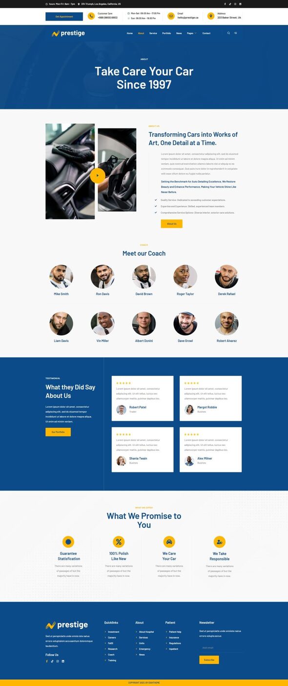 Prestige - Car Repair & Auto Detailing Service Elementor Template Kit