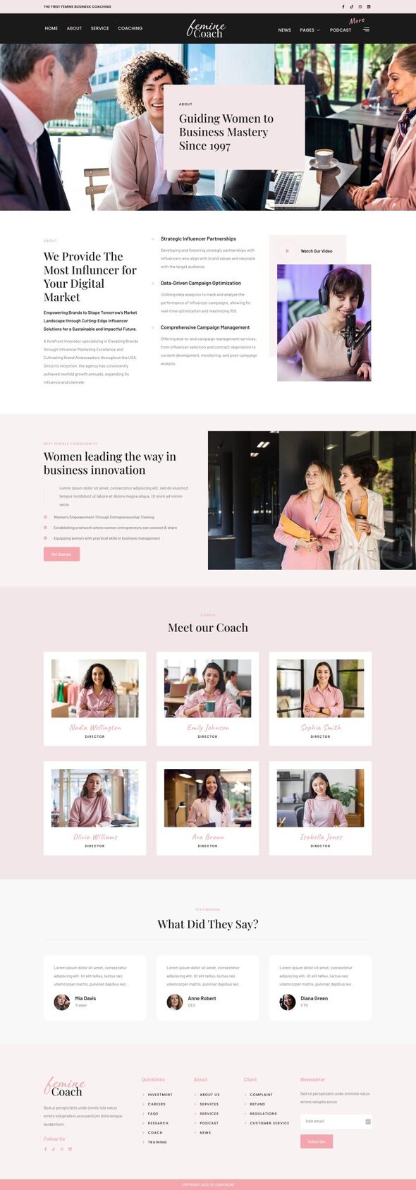 Femine - Feminine Business Coach Elementor Template Kit