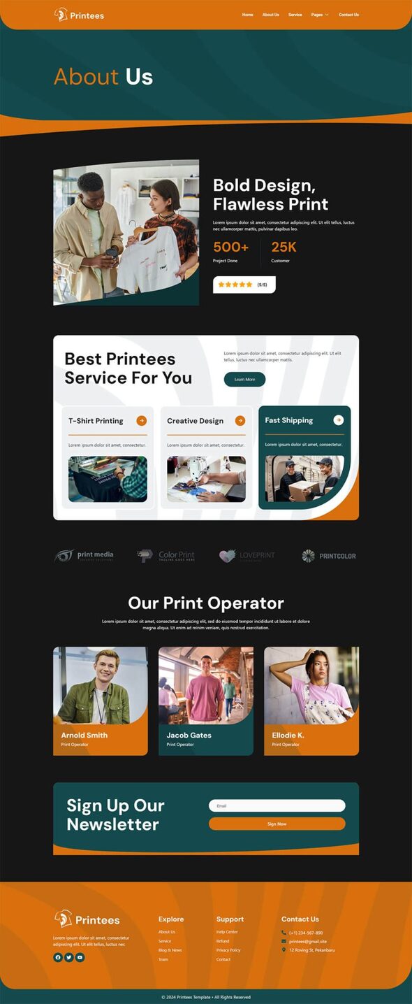 Printees - T-Shirt Design & Printing Elementor Template Kit