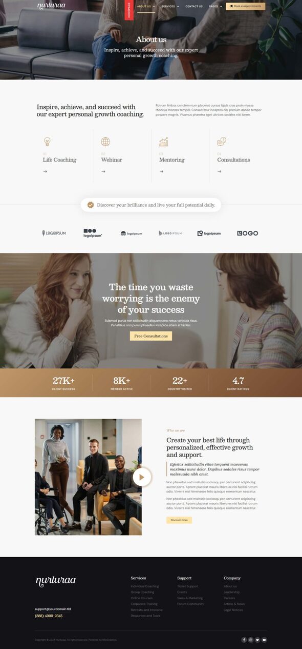 Nurturaa - Life Coach & Motivator Elementor Pro Template Kit