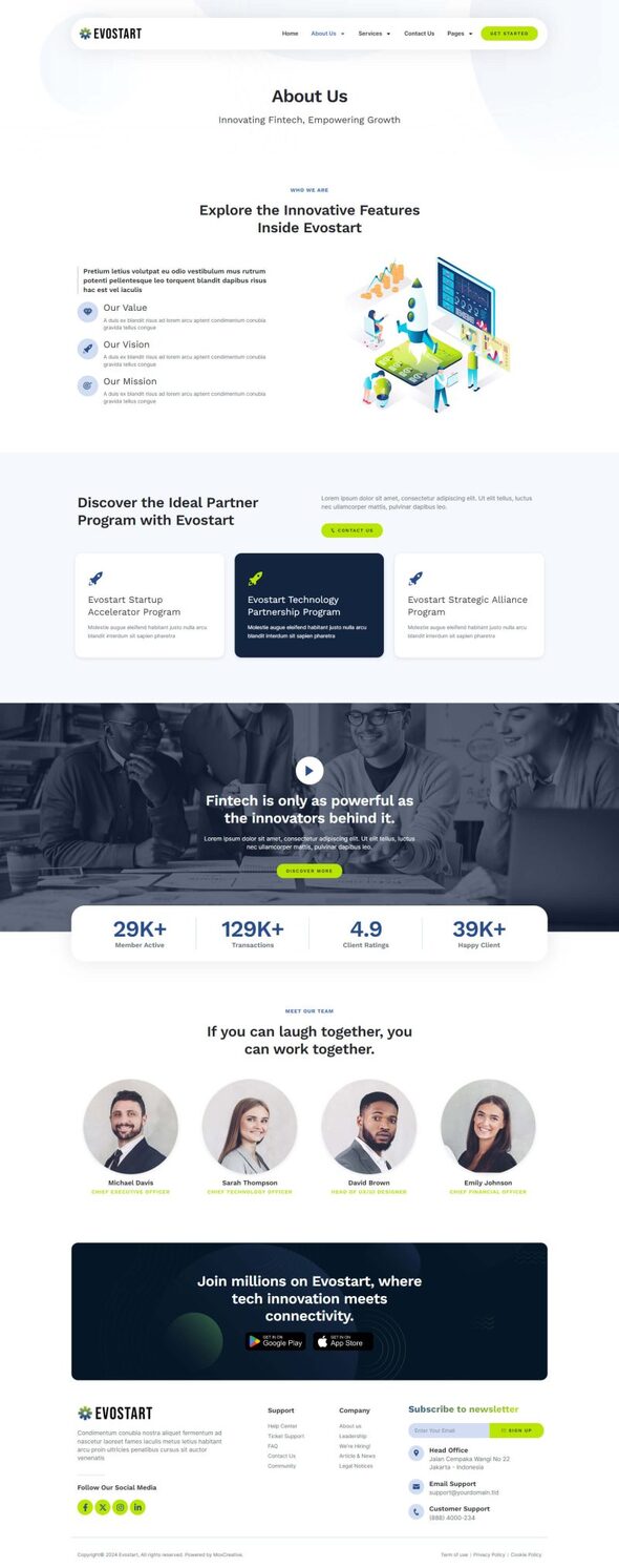 Product preview supplied for Evostart - Tech Startup Company Elementor Pro Template Kit