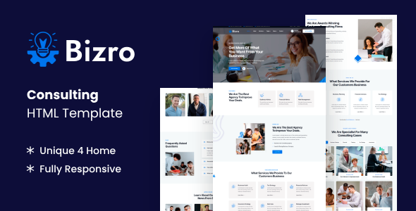 Product preview supplied for Bizro - Business Consulting HTML Template