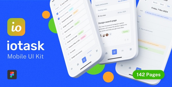 Preview image for IOTASK Mobile - UI Kit for Admin Dashboard Apps
