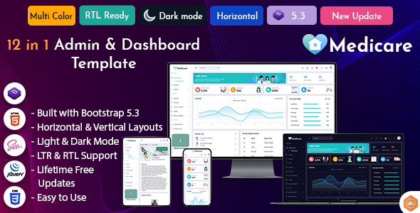 Preview image for Medicare Admin - Bootstrap Dashboard Template