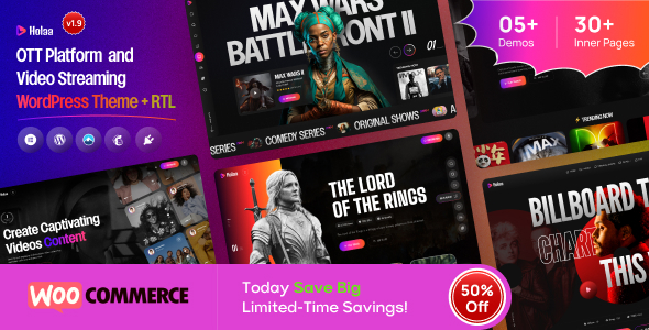 Holaa - OTT Platform and Video Streaming WordPress Theme + RTL listing image
