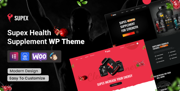 Product preview supplied for Supex – Health Supplement WordPress Theme