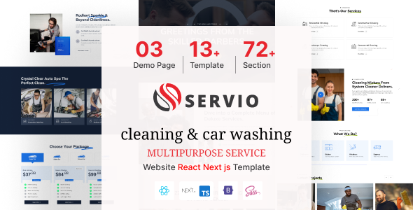 Servio - Cleaning and Car Washing Multipurpose Service Website Nextjs Template
