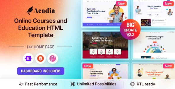 Acadia - Online Courses & Education Template