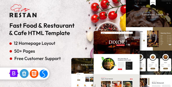 Product preview supplied for Restan - Fast Food & Restaurant HTML Template