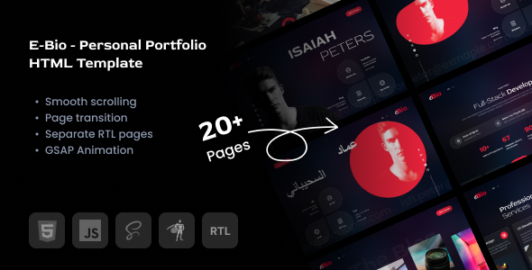 E-Bio - Personal Portfolio HTML Template listing image