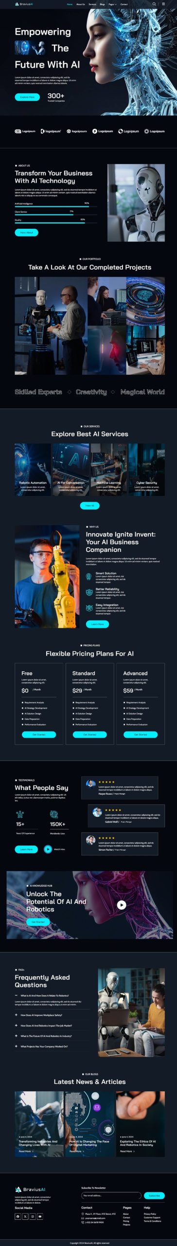 BraviusAI – AI & Robotics Elementor Template Kit