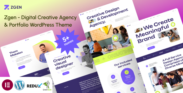 Product preview supplied for Zgen - Digital Creative Agency & Portfolio WordPress Theme