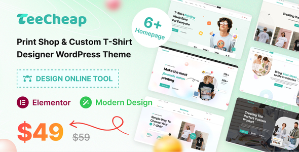Preview image for TeeCheap - Print Shop & Customize T-shirt Design Online WordPress theme