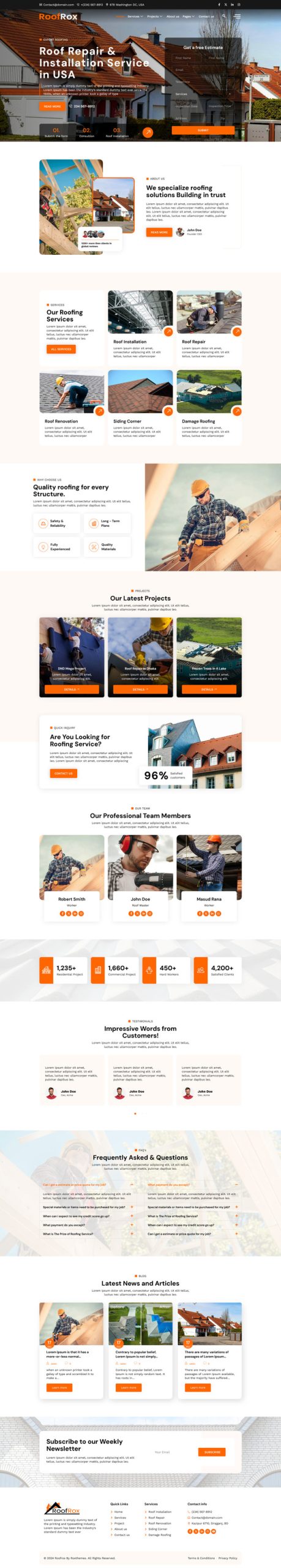 Roofrox - Roofing Services Elementor Template Kit