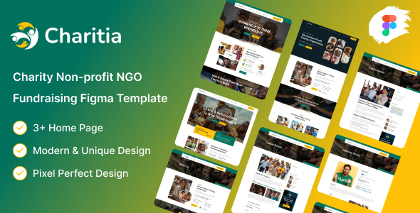Charitia - Charity Non profit NGO Fundraising UI Figma Template